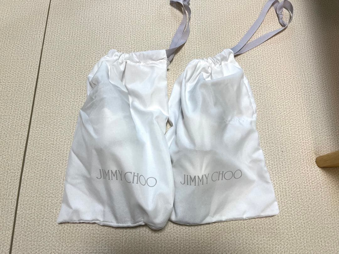 ジミーチュウ グリッター スクエアトゥ フラットパンプスシルバー×ブラック 37