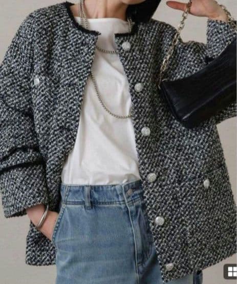 Lunaglass ノーカラージャケット　ツイード　ジャケット