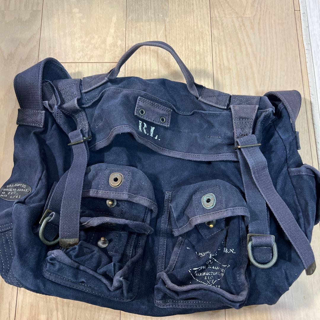 ラルフローレン　ミリタリーネイビー キャンバスショルダーバッグ