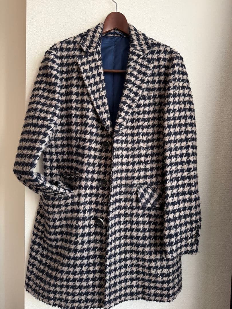 エポカ　チェスターコート クリーニング済　ネイビーとベージュのチェック