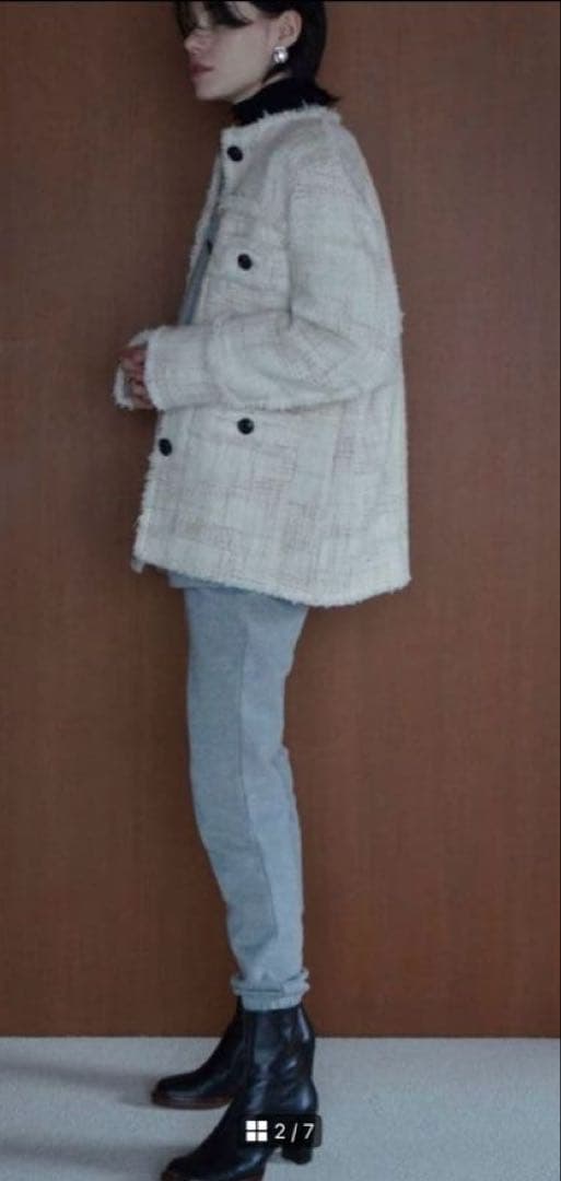 CLANE クラネ ノーカラーツイードジャケット