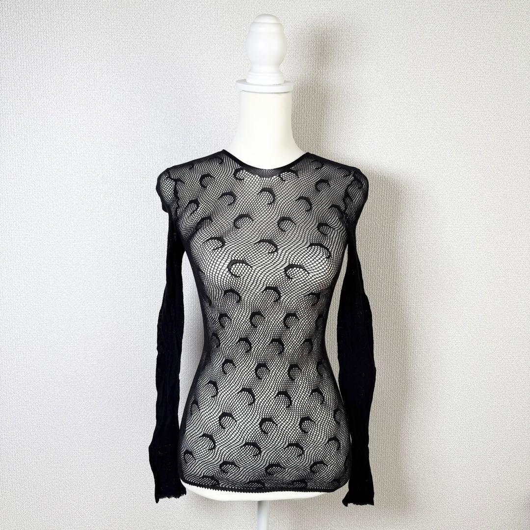 MARINE SERRE メッシュトップ 巾着付き Moon Fishnet