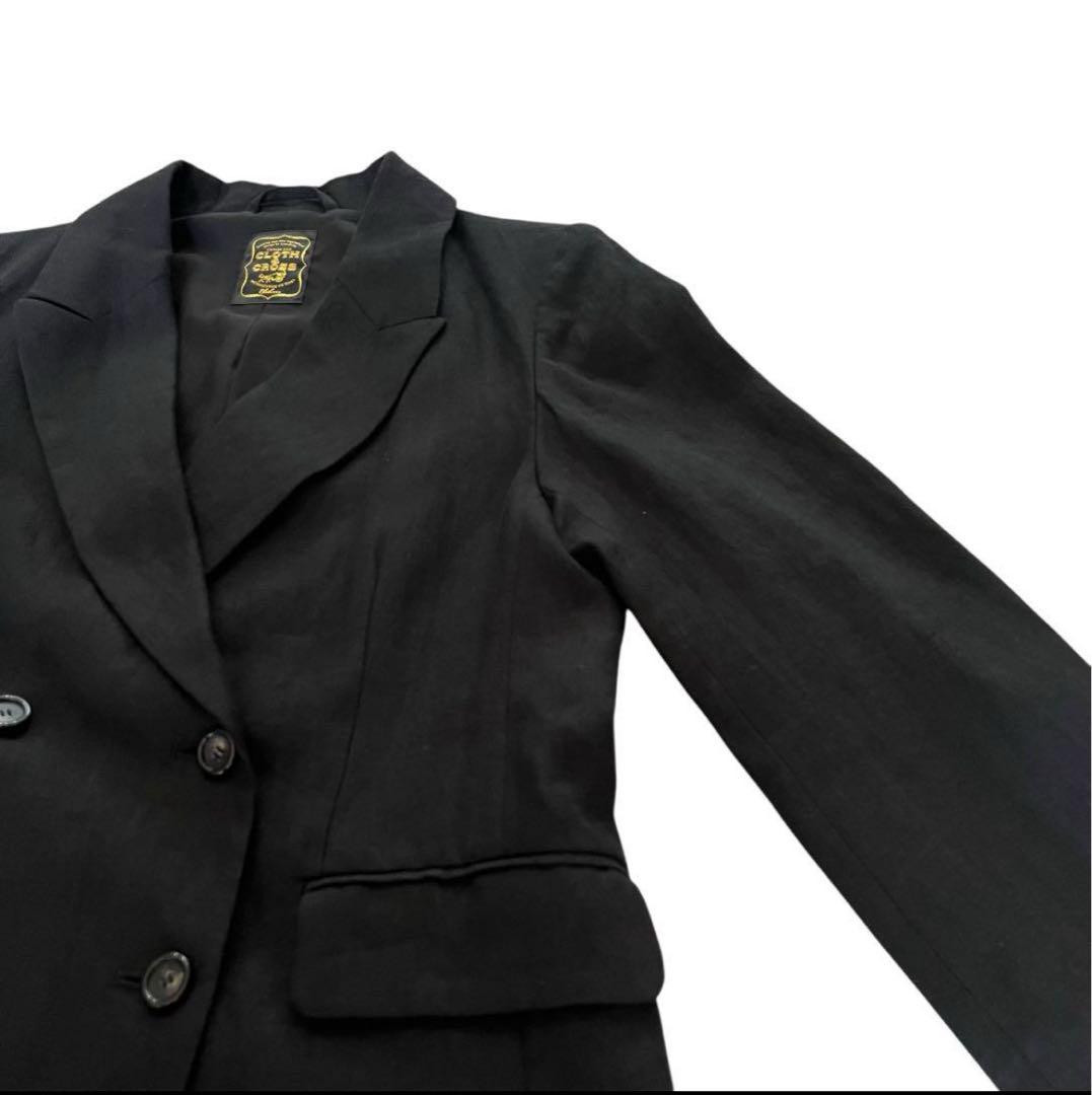 ハグオーワー＊クロスアンドクロス＊ リネンダブルブレストジャケット＊ブラック