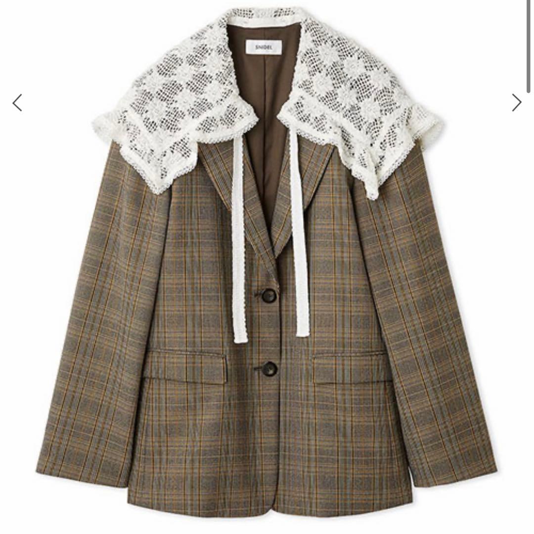 snidel スナイデル レースカラーテーラードジャケット チェック