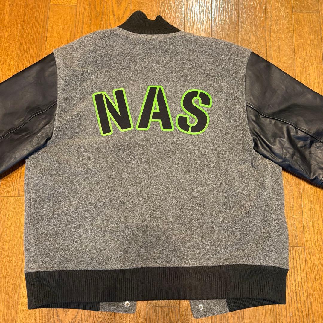NIKE NASA 蛍光ロゴ　レザー切り替え　希少デザイン　肉厚ジャケット