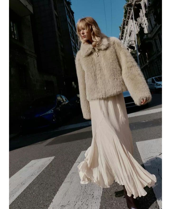 最安値 ZARA ダブルフェイス フェイクファージャケット L モールグレー