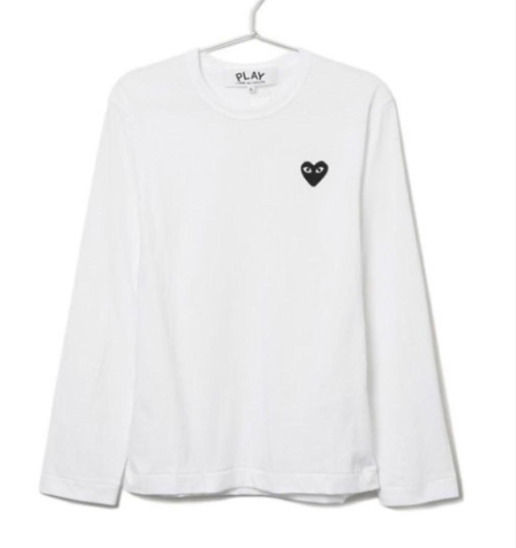 PLAY ハート刺繍 長袖カットソー ホワイト