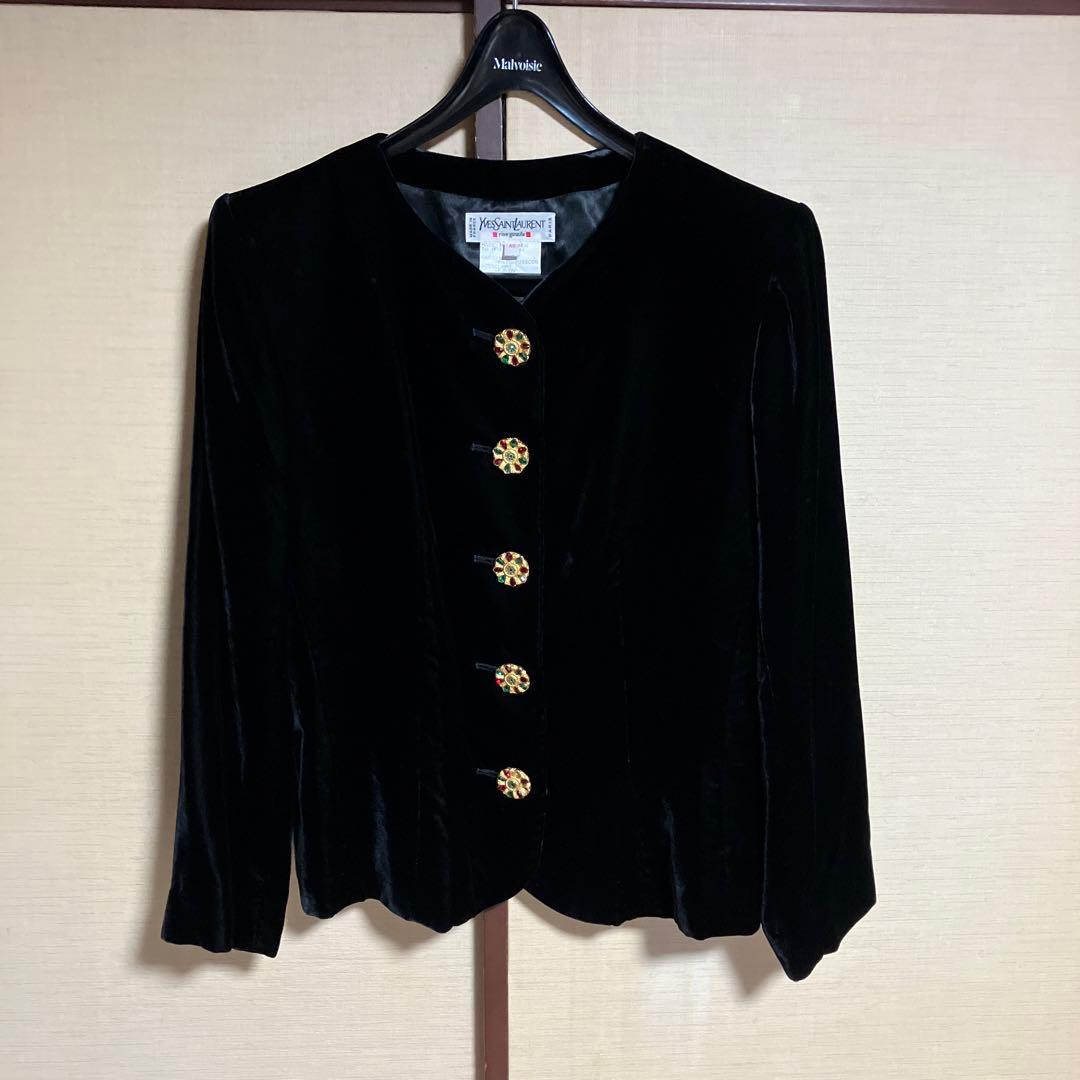 美品❣️イヴサンローラン　ベルベットノーカラージャケット