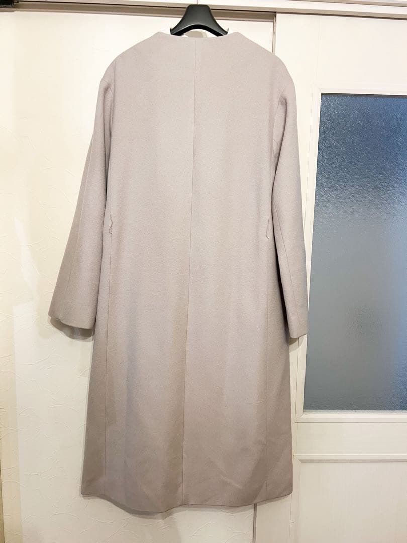 セオリーリュクス ウール ノーカラーコート 40 ピンクベージュ