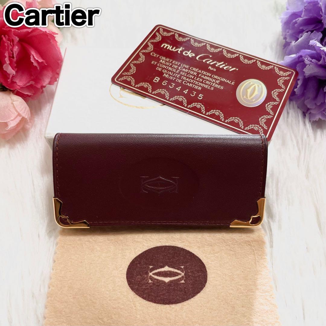 【✨未使用✨】カルティエ　キーケース　4連　マストライン　ボルドー　レザー