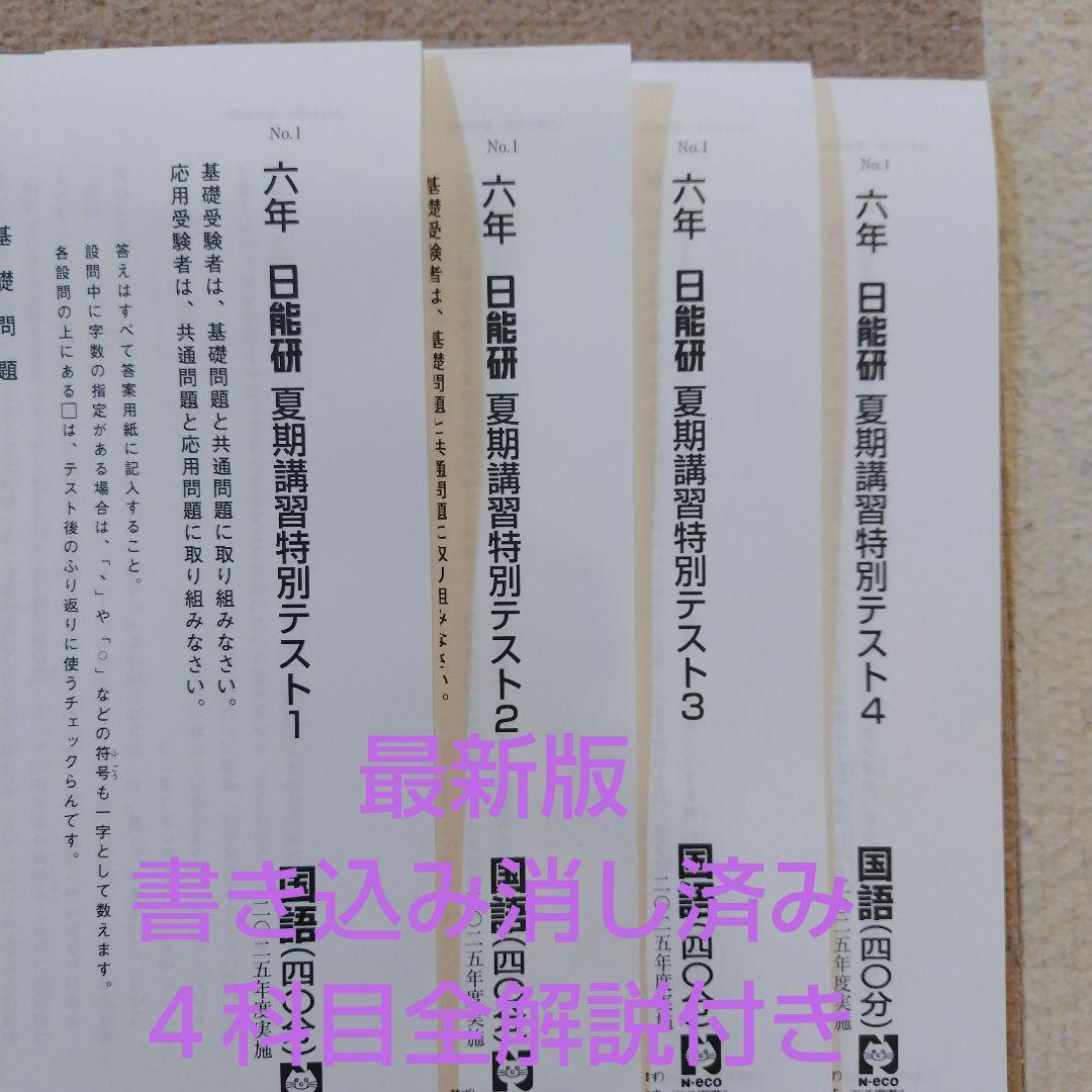 【最新版】2025年度日能研 6年 夏期講習特別テスト①②③④