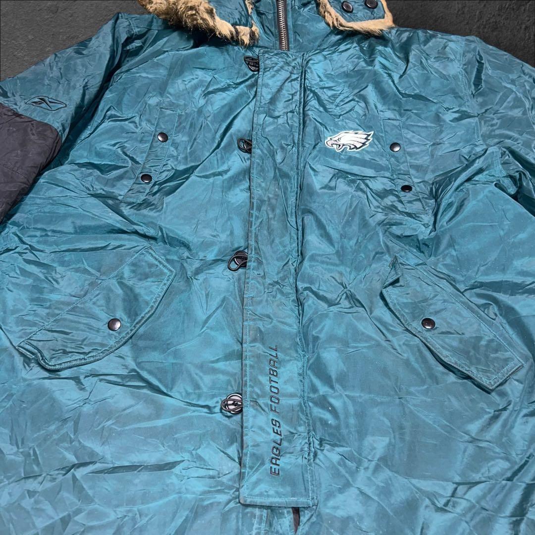 00s Reebok NFL オンフィールド 刺繍ロゴファー付き中綿ジャケット