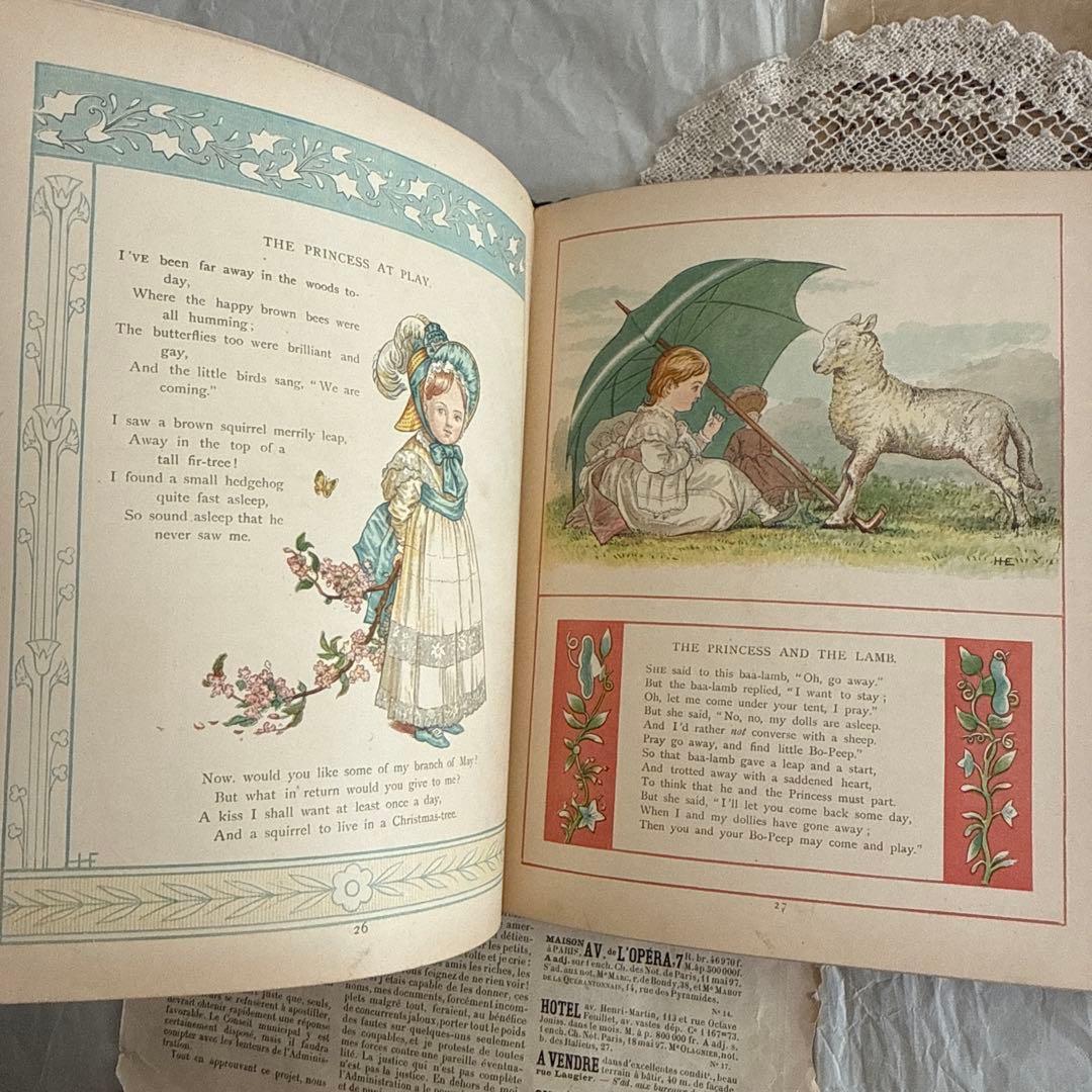 稀少1882年アンティーク美しい挿絵の絵本　洋書　古書ジャンクジャーナル児童書
