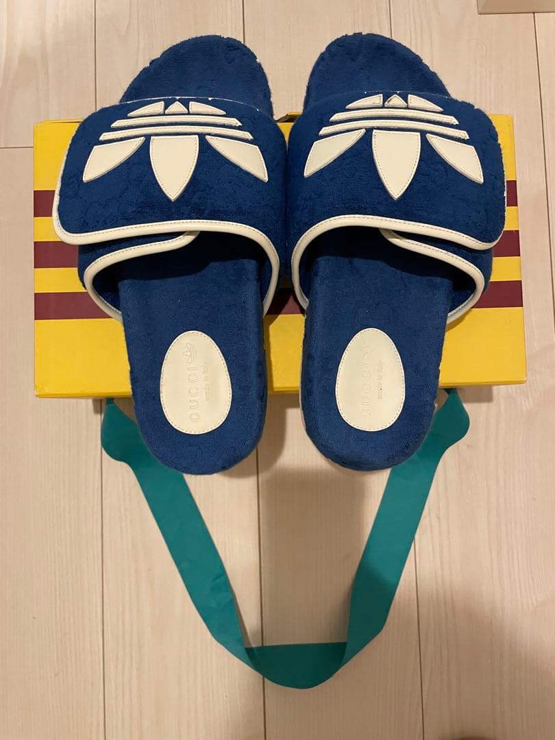 GUCCI×adidas コラボ 青 スライドサンダル　sm