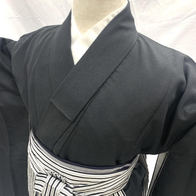 508ab67■七五三 卒園式 五歳 六歳 七歳 着物&袴&角帯 黒■美品