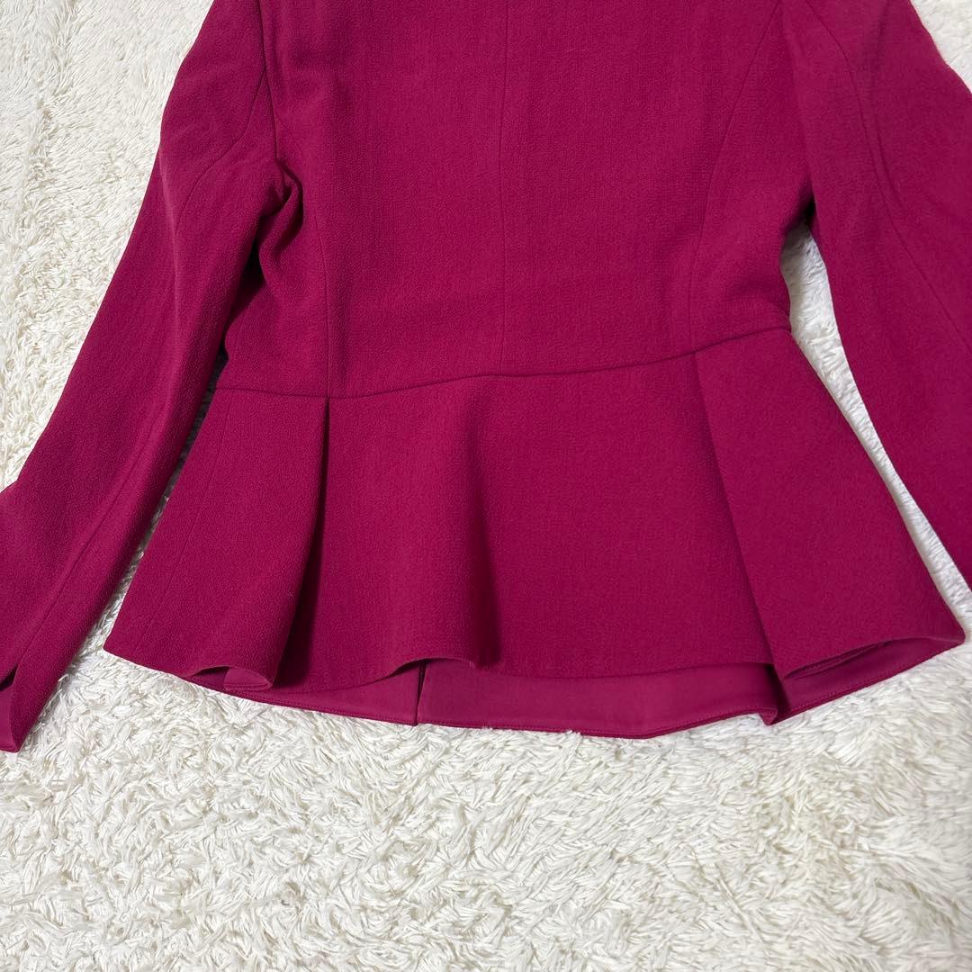 すずノーカラーペプラムジャケット　44 ピンク