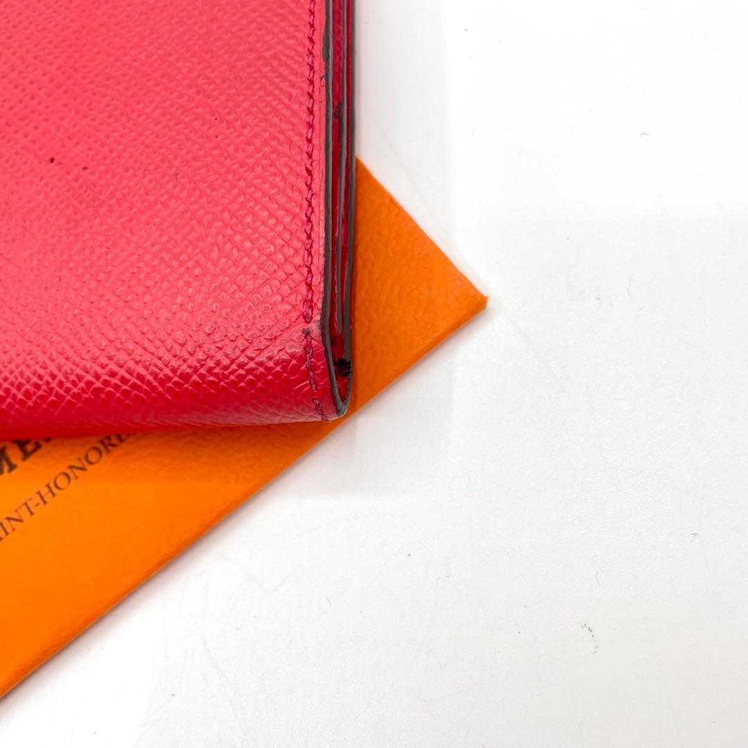 極美品　T刻印　エルメス ベアンスフレ 長財布 エプソン レザー ローズ