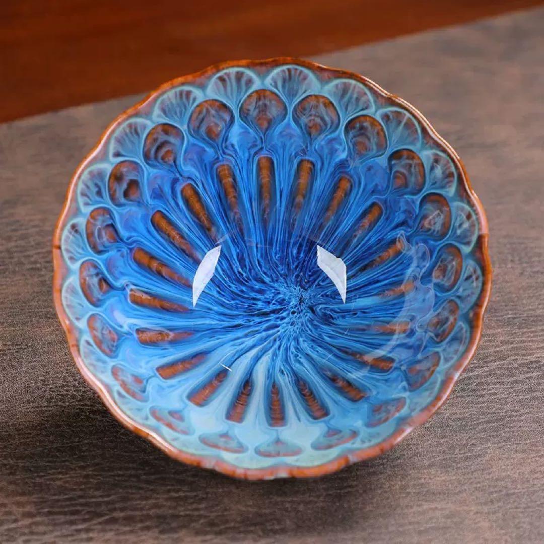 青と白のグラデーション 茶碗