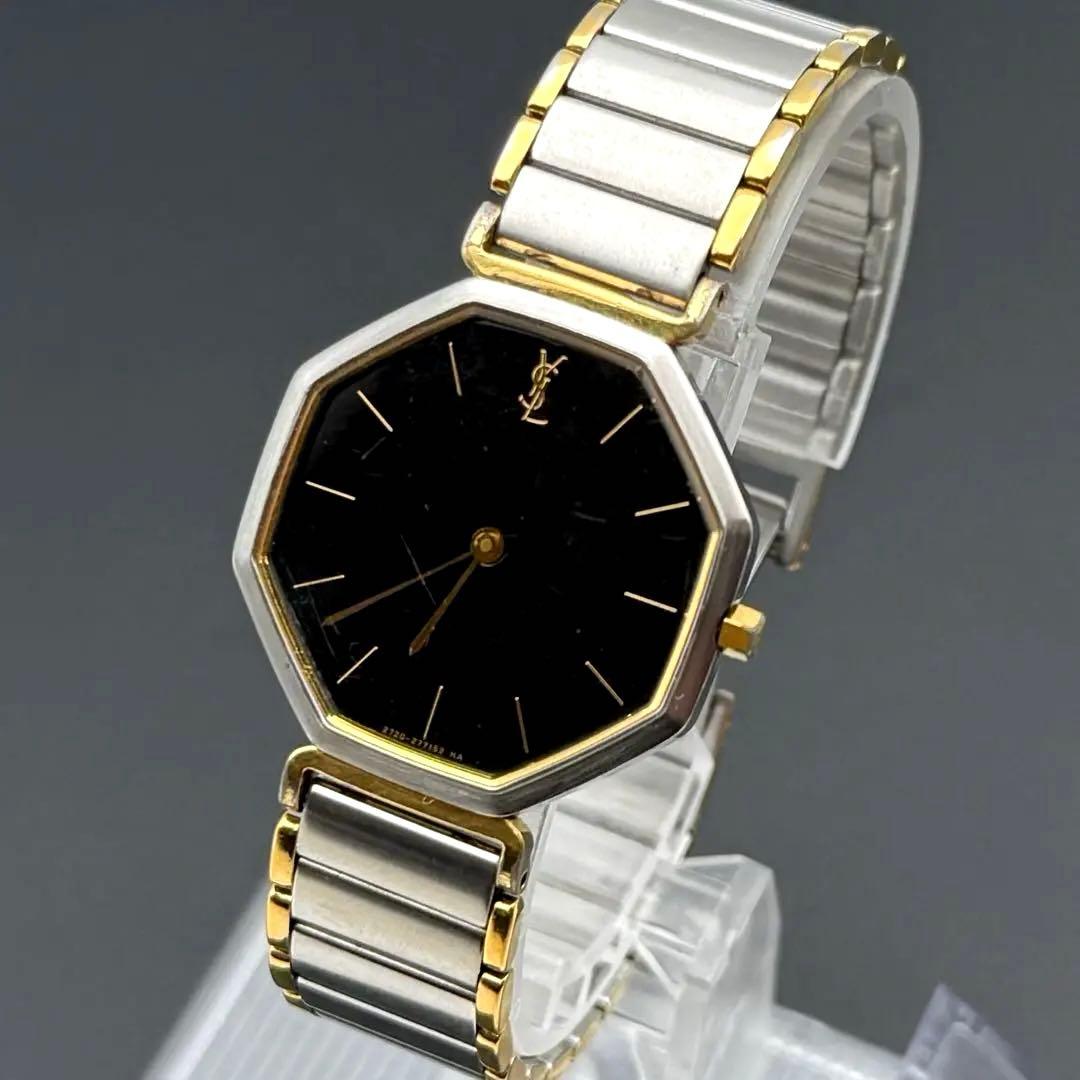 人気/稼働✨YSL イヴサンローラン オクタゴン 腕時計 コンビカラー クォーツ