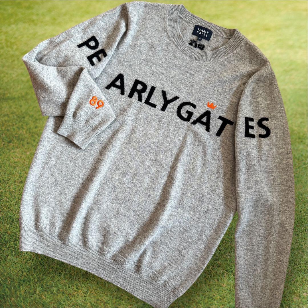 カシミヤ100% 美品　パーリーゲイツ　ニット　セーター　グレー　4 M〜L相当