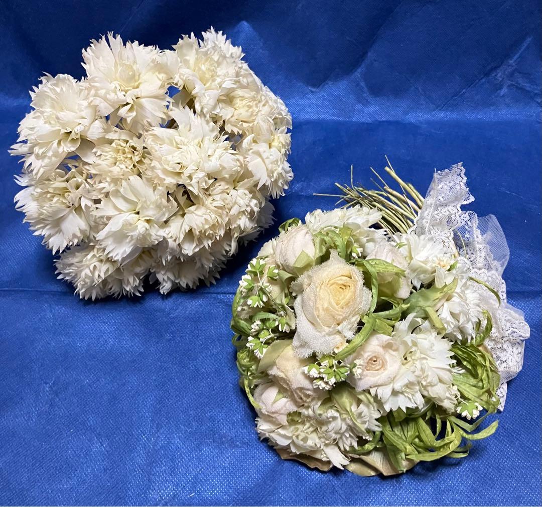 布花　染め花　アートフラワー　アンティーク風　 花たばブーケ2点セットおまとめ