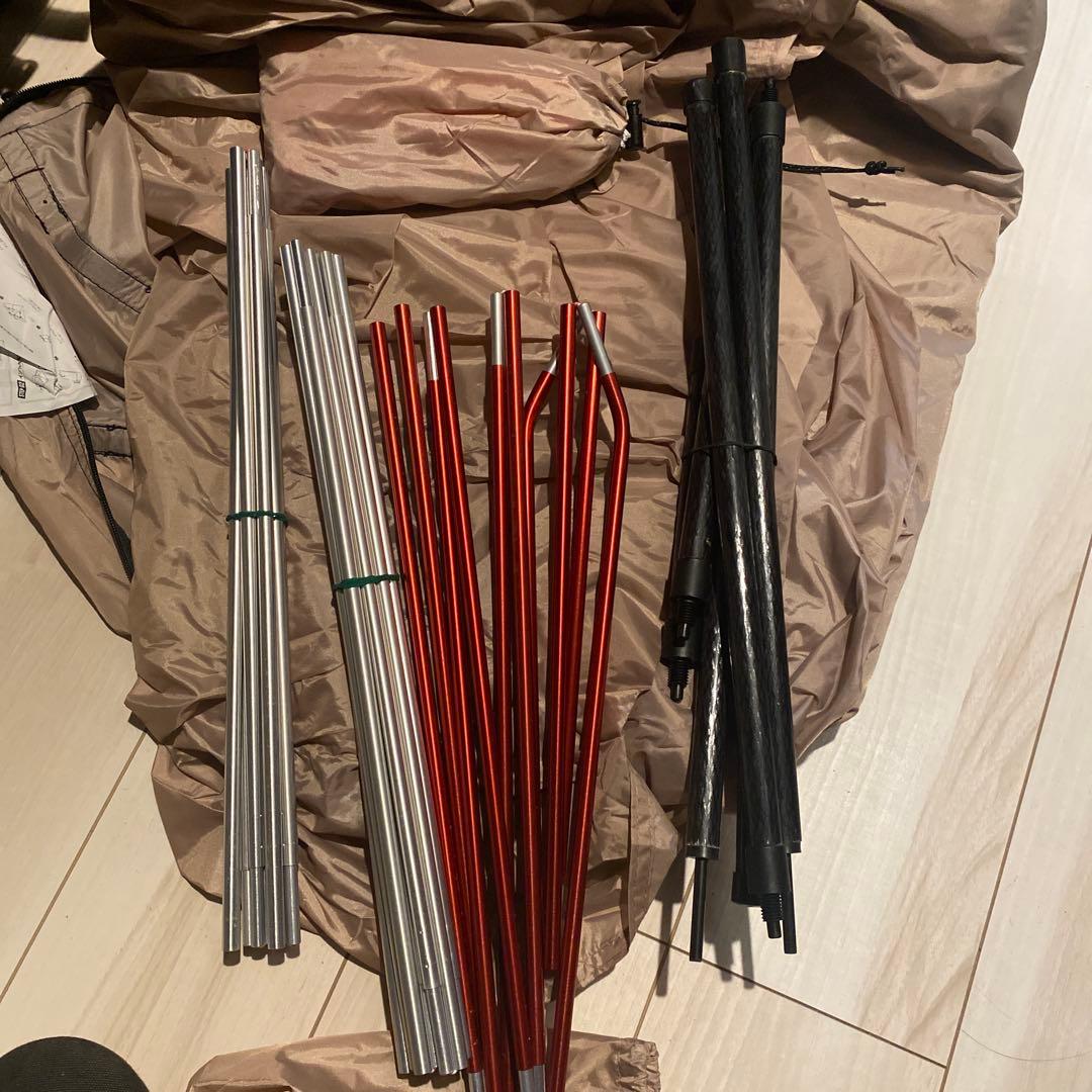 1回使用GOGlampingツーリングテント　ベージュ キャノピーポール付き