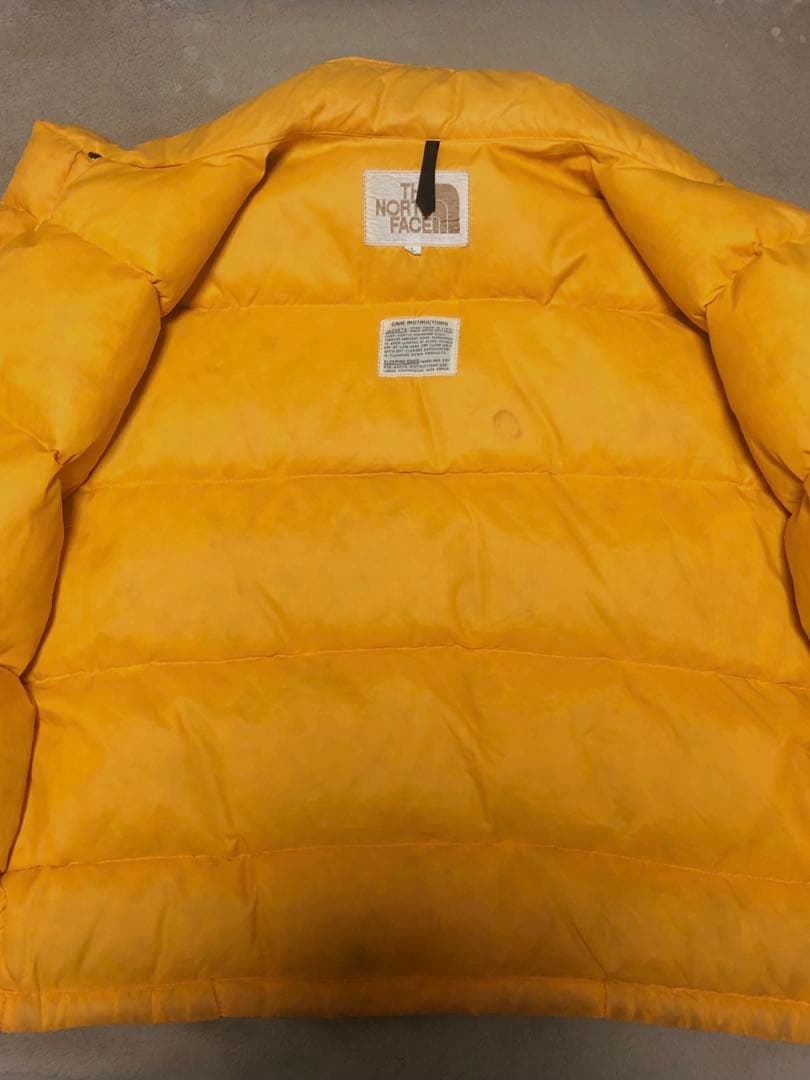 70S 80S　NORTH FACE　茶タグ　ダウンベスト　イエロー　ビンテージ