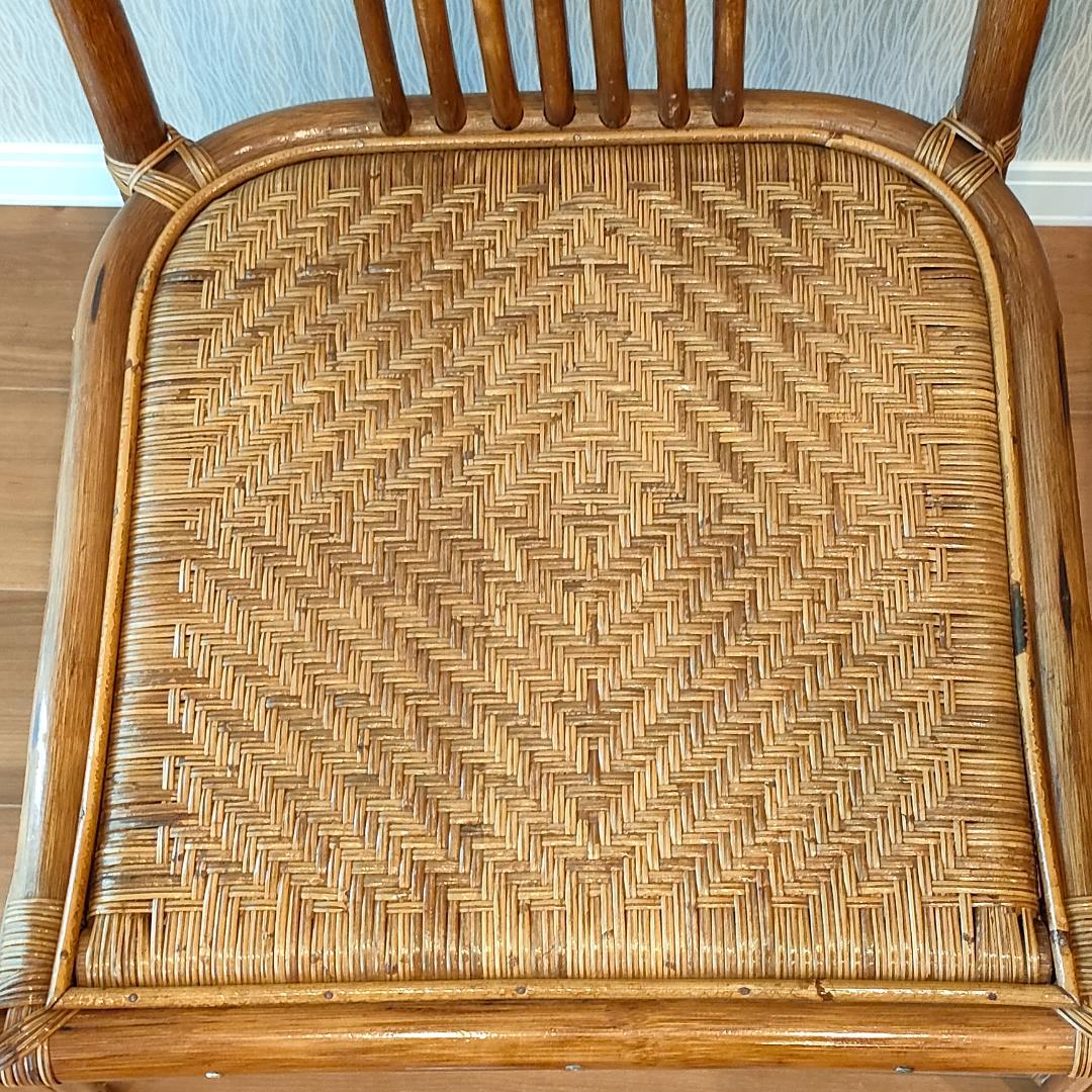 ビンテージラタン　ダイニングチェア　2脚セット　アームチェア