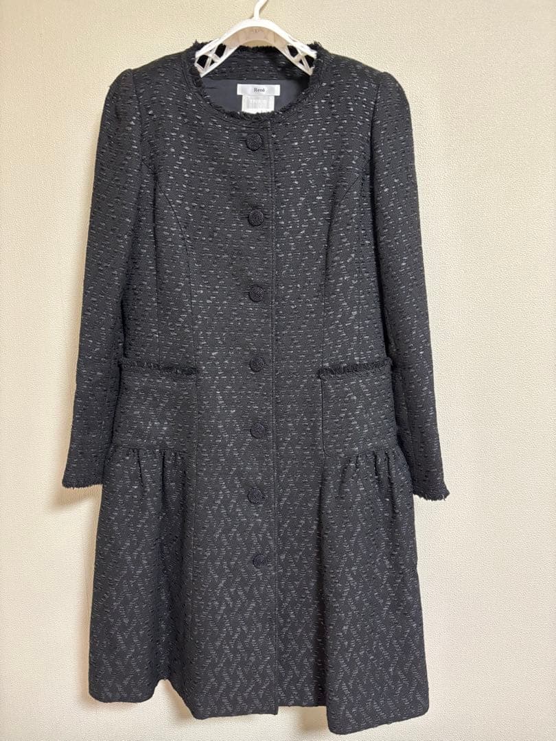 専用ページ　Rene ロングコート　ブラックツィード38