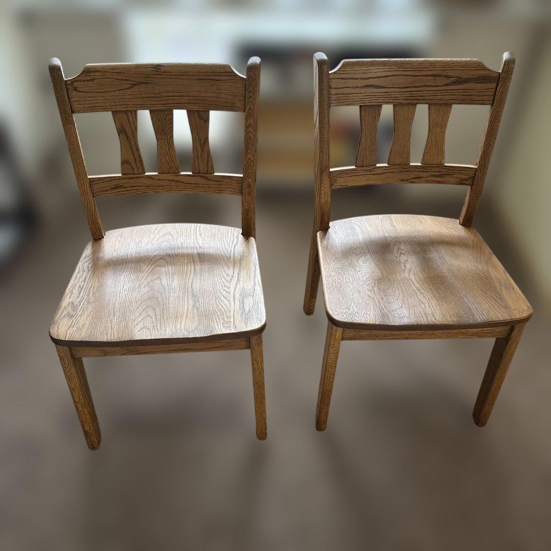 オーク無垢　木製シンプルダイニングチェア　美品