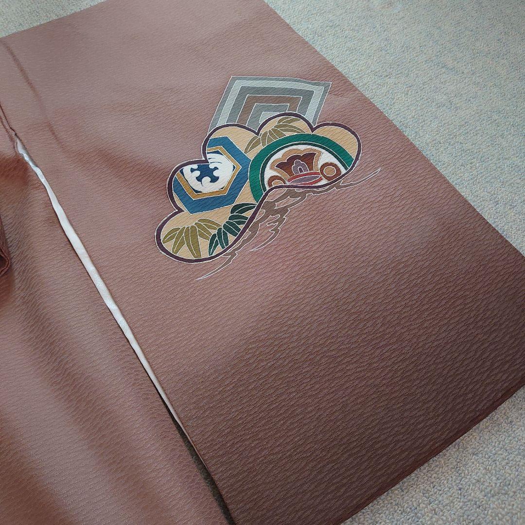 【美品】正絹 日本製 京都一秀 産着 長襦袢付 男児　光悦茶　袴付　高級