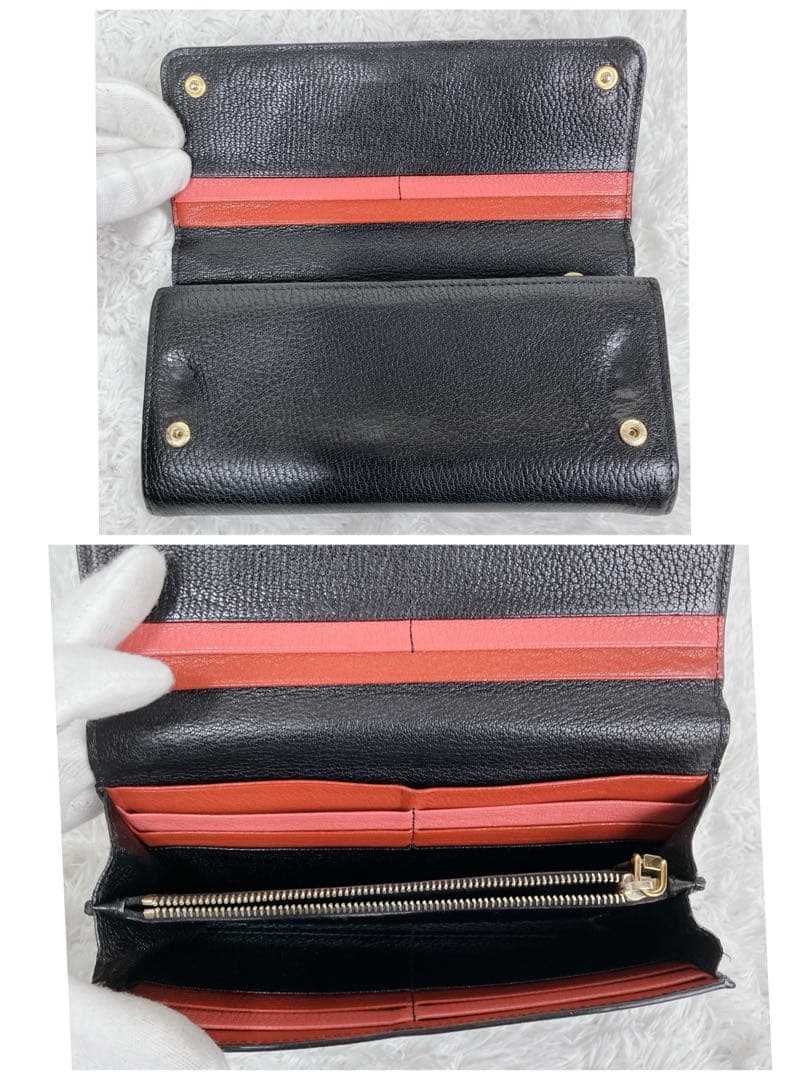 たまこ ミュウミュウ 長財布 フラップ　マドラスレザー バイカラー