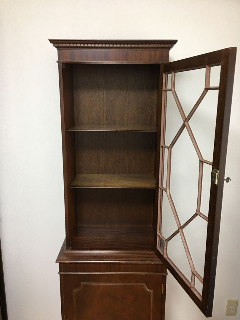 英国アンティーク　ブックケースキャビネット/本棚/ガラス食器棚/飾り棚/店舗什器