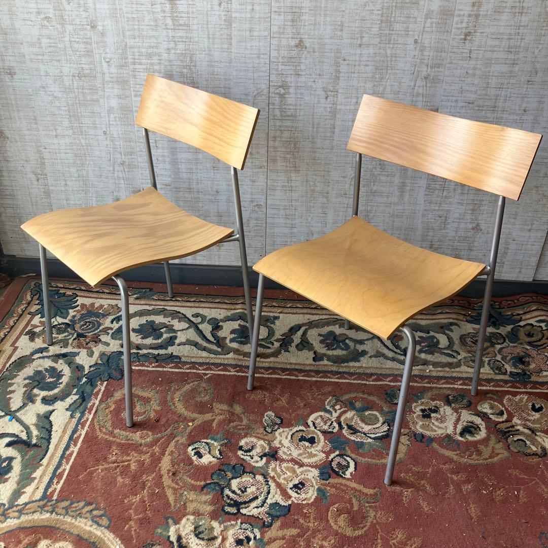① 北欧レトロ ラムホルツ キャンパス プライウッドチェア 2脚セット