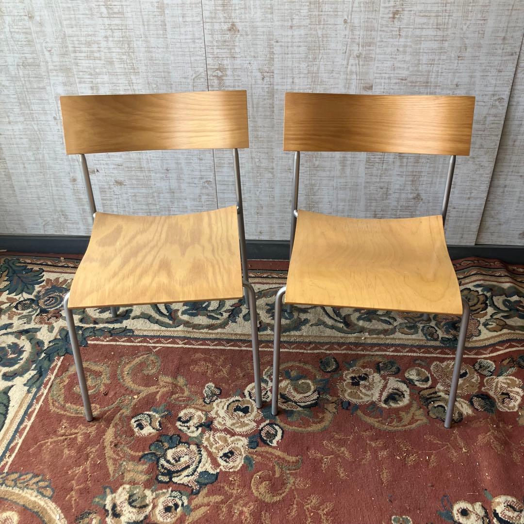 ① 北欧レトロ ラムホルツ キャンパス プライウッドチェア 2脚セット