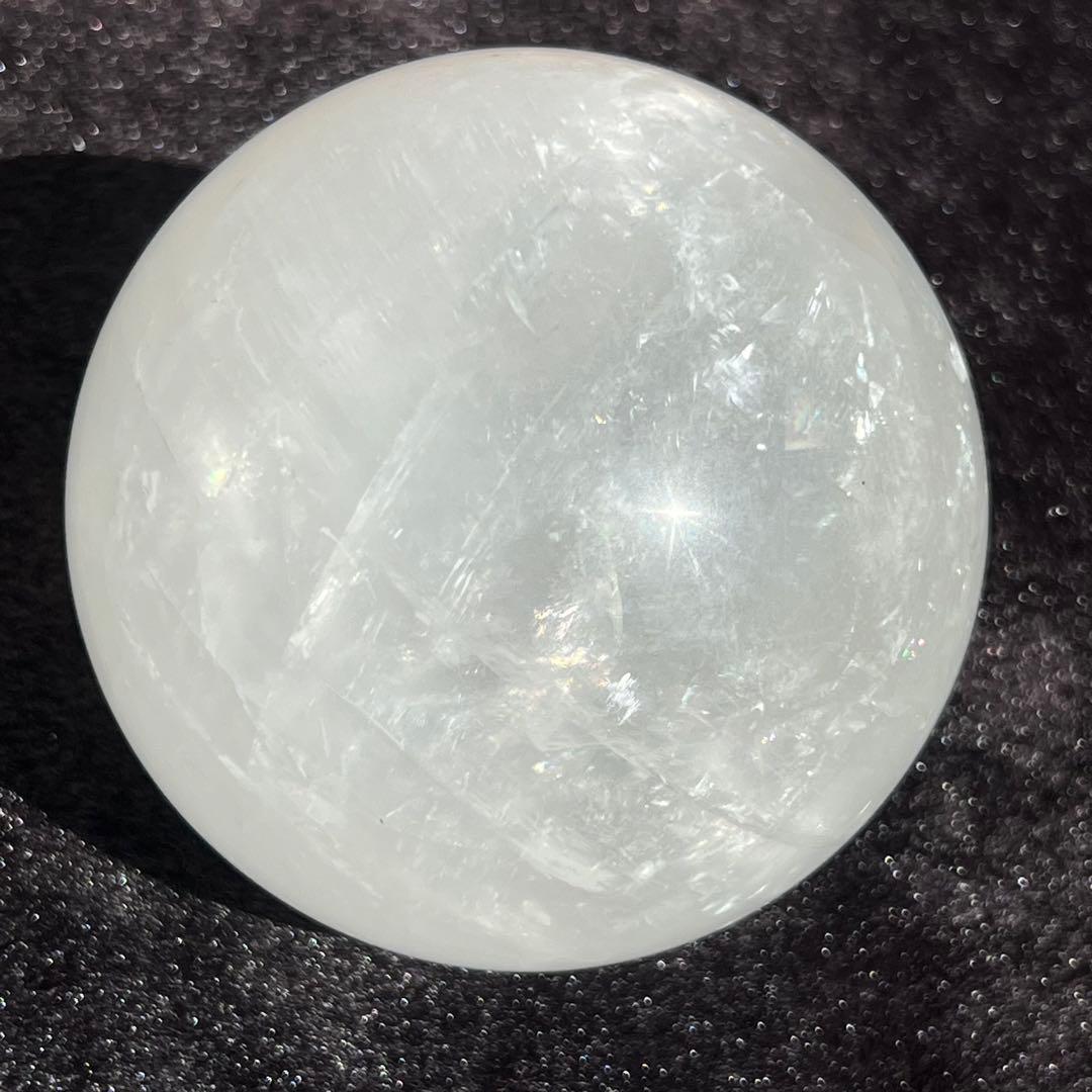 ✳️超美白大宝珠✨美しいレインボー✨極上 ホワイトカルサイト 丸玉 天然石 他1点