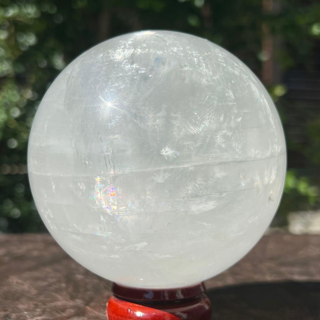 ✳️超美白大宝珠✨美しいレインボー✨極上 ホワイトカルサイト 丸玉 天然石 他1点