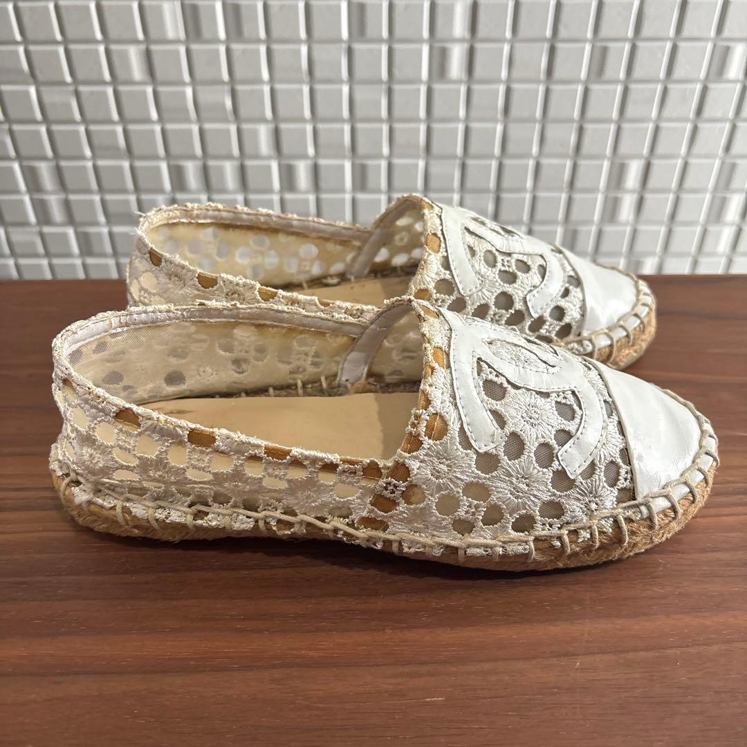 CHANNEL シャネル レース エスパドリーユ サンダル 36
