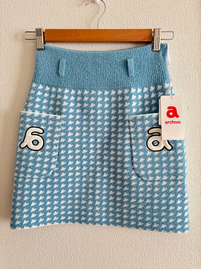 新品タグ付きarchivio 水色 スカート 36 ニット　アルチビオ　ゴルフ