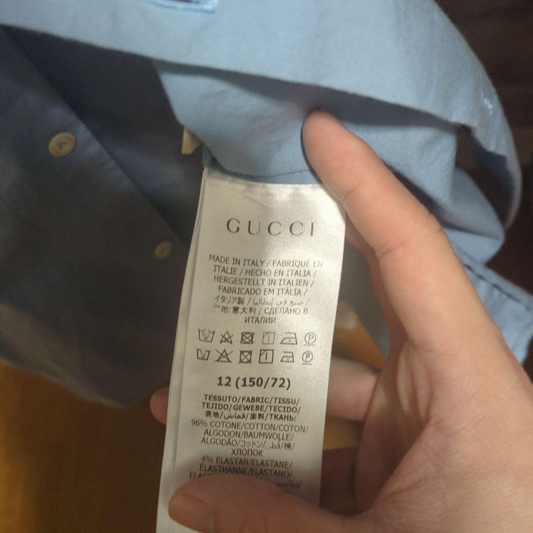 tai さま専用 GUCCI 水色 長袖シャツ 猫刺繍