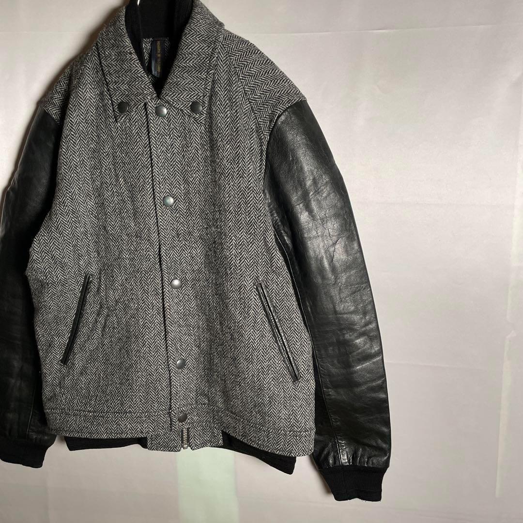 ミハラヤスヒロ　ハリスツイード　スタジャン　ヘリンボーン　牛革　M相当