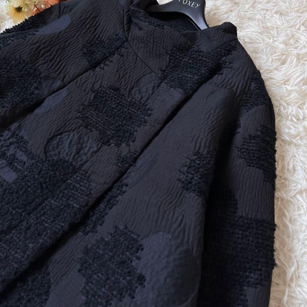 慈雨 ジウ ドット ジャガード スタンドカラー ジャケット コート