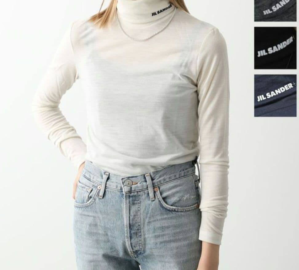 JIL SANDER ホワイト タートルネック Tシャツ L