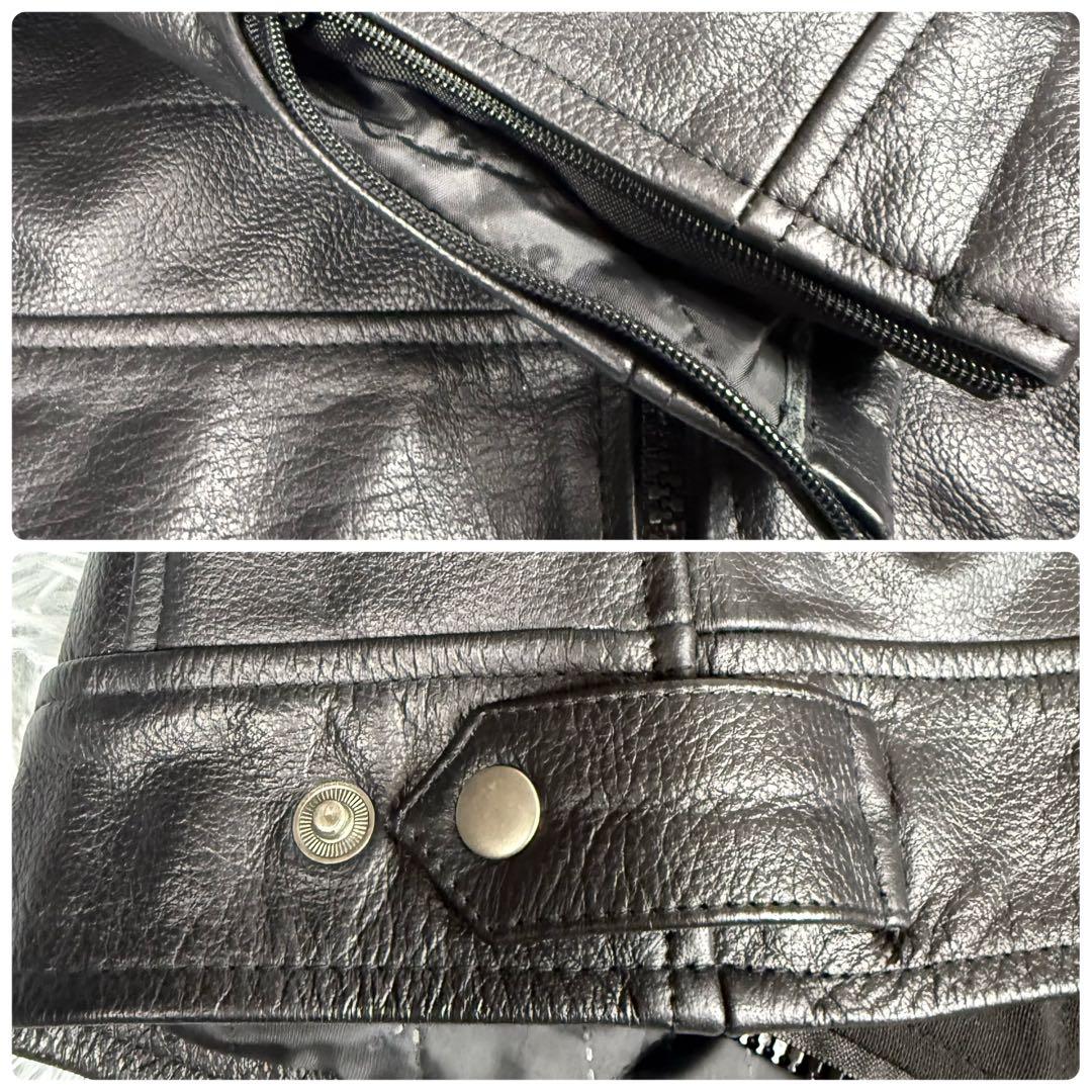 本革 ライダース ライディングジャケット XL 肩肘背中プロテクター 黒