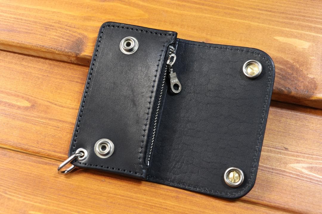 型押しクロコミニトラッカーウォレット　シルバー925アポロ コンチョ付き