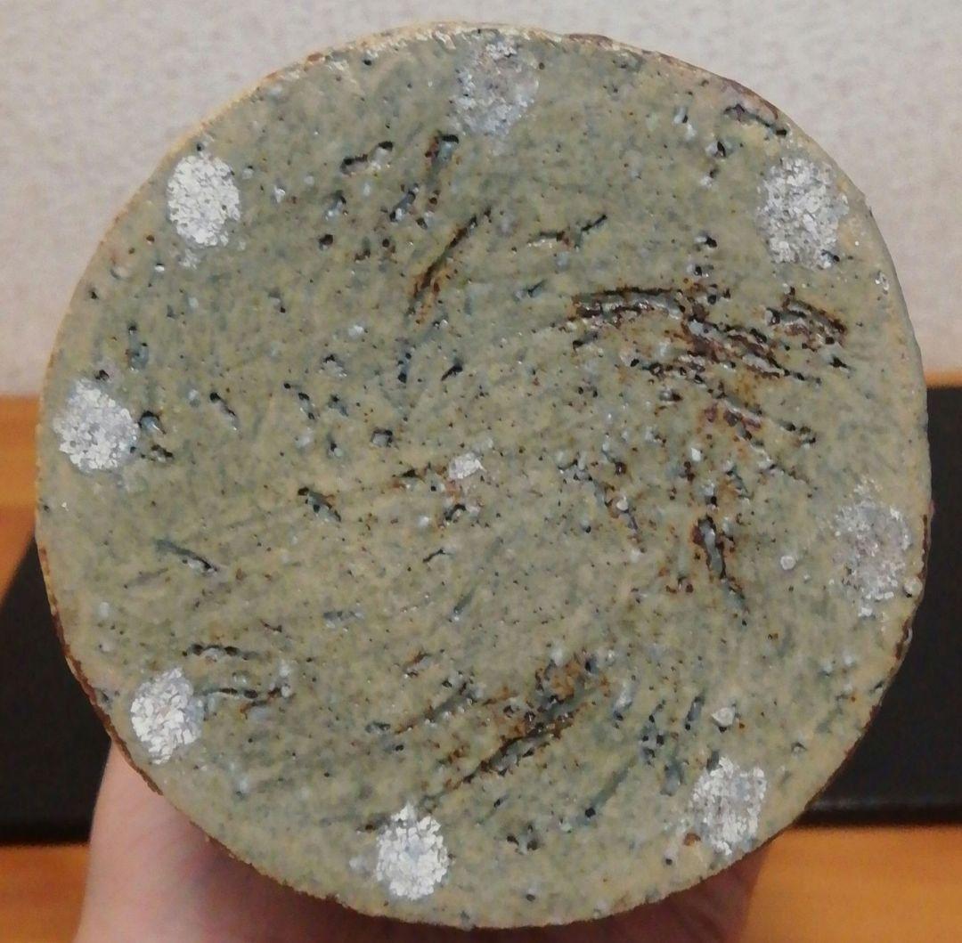 市野雅利作　丹波焼　白　花入　共箱　共布　花瓶