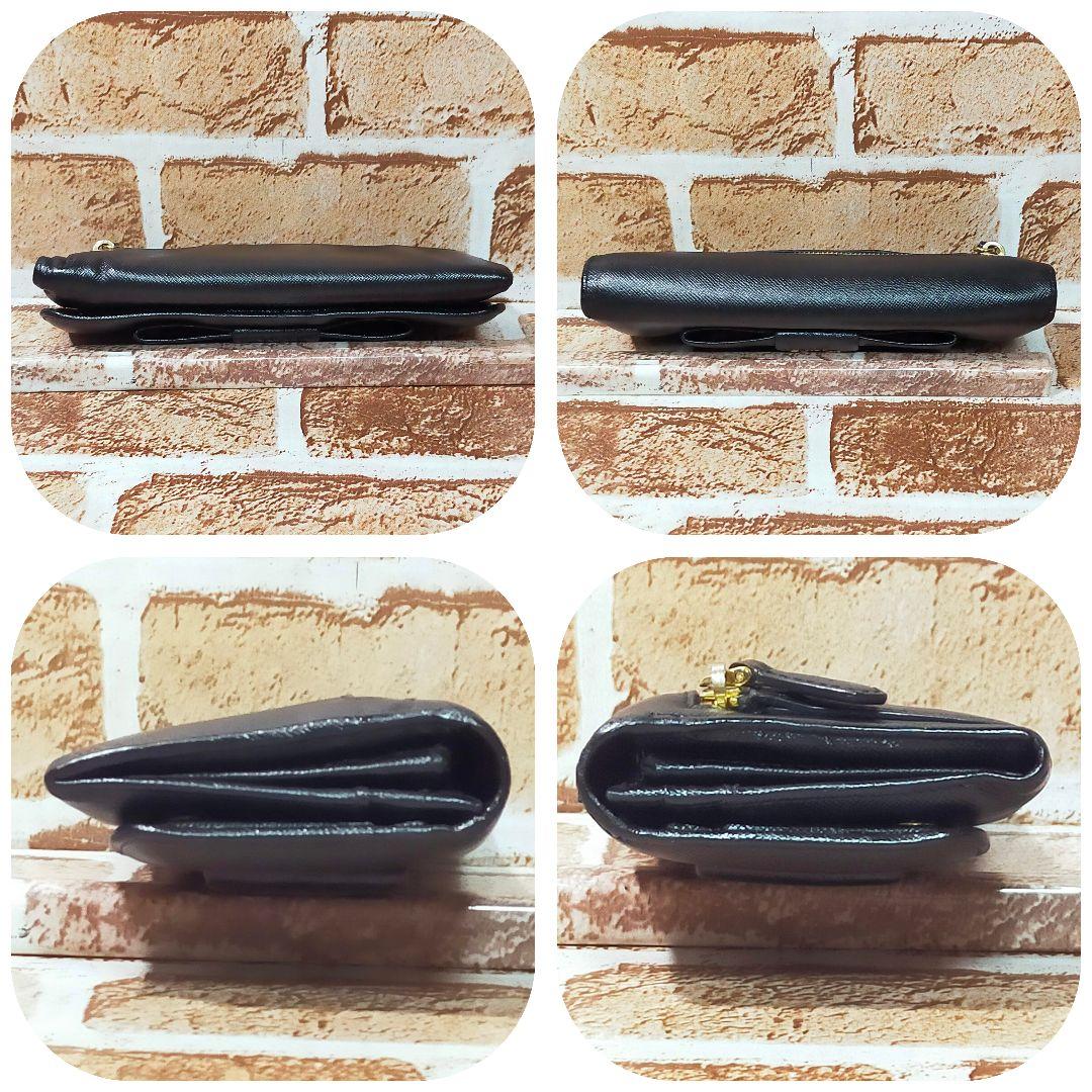 リボン付きブラック長財布