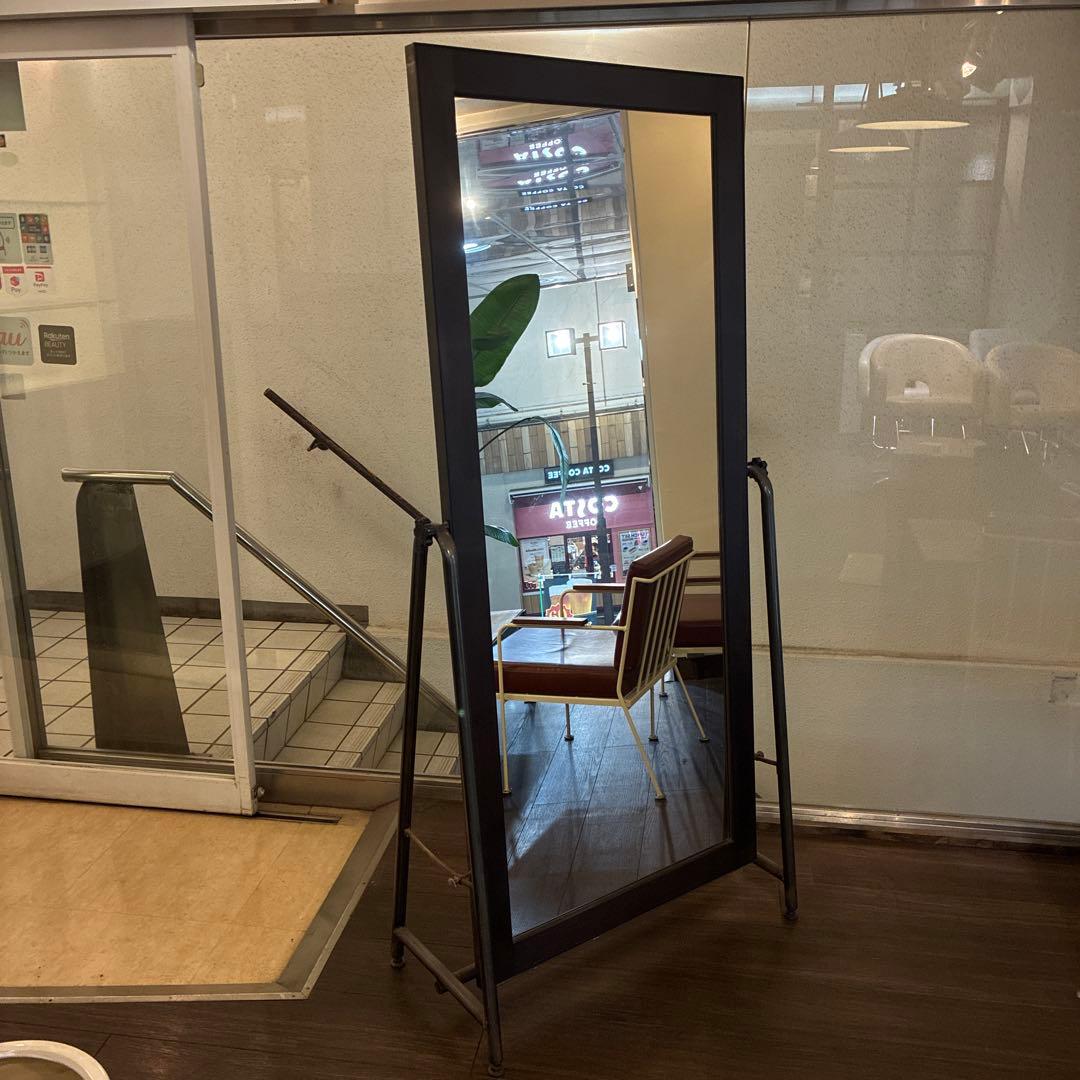 大型スタンドミラー 黒 木製フレーム