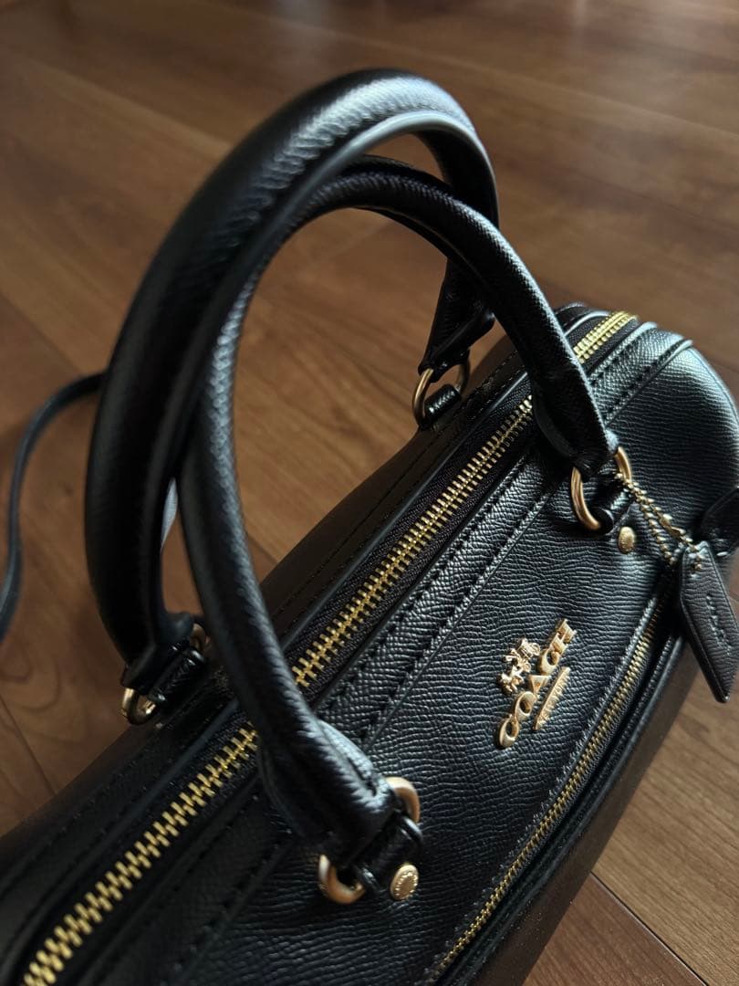 COACH ブラック ボストンショルダーバッグ