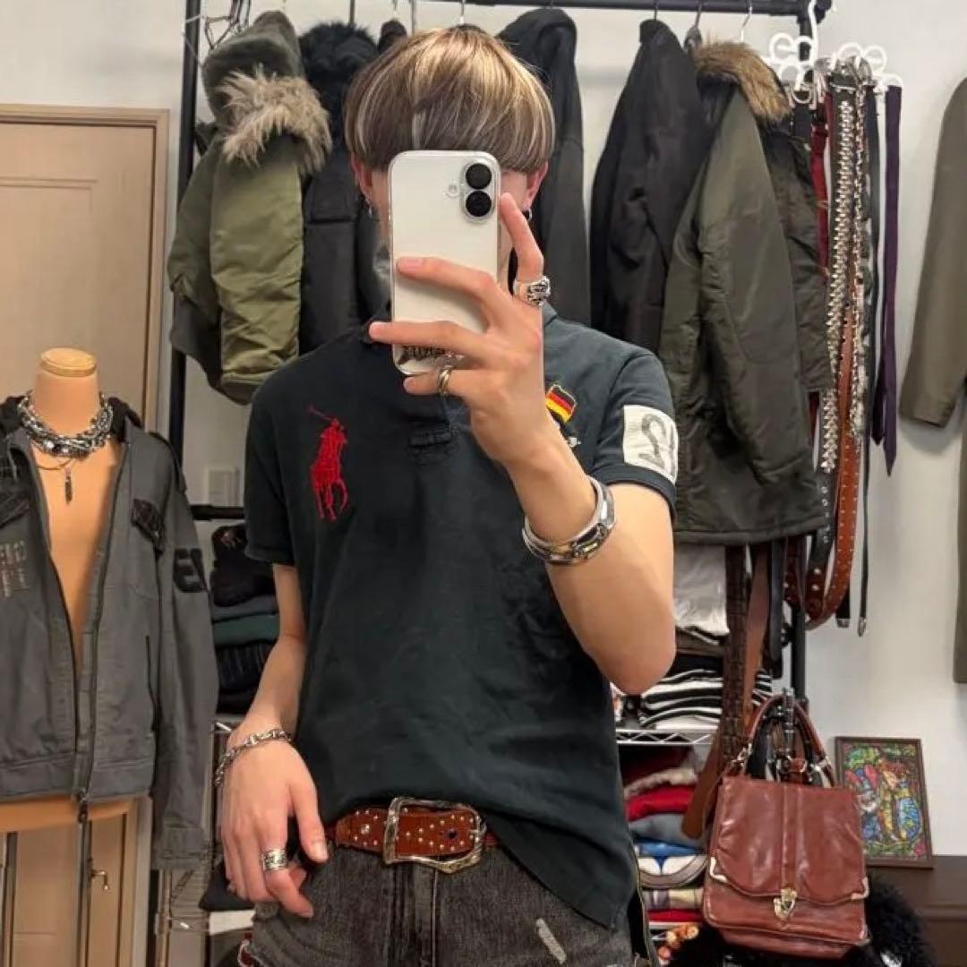 希少　ポロバイラルフローレン ポロシャツ ビッグポニー ドイツ国旗 y2k